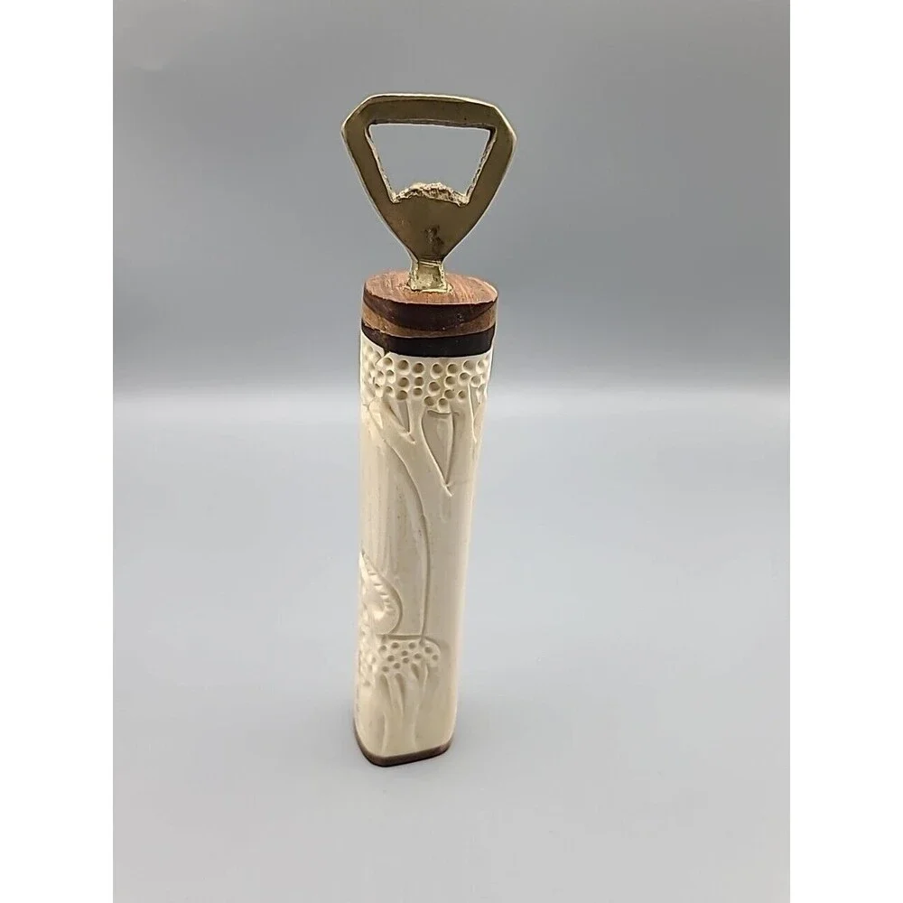 Barware Vintage 7 Inch Hand Carved Brass Elephant Carving Bottle Opener